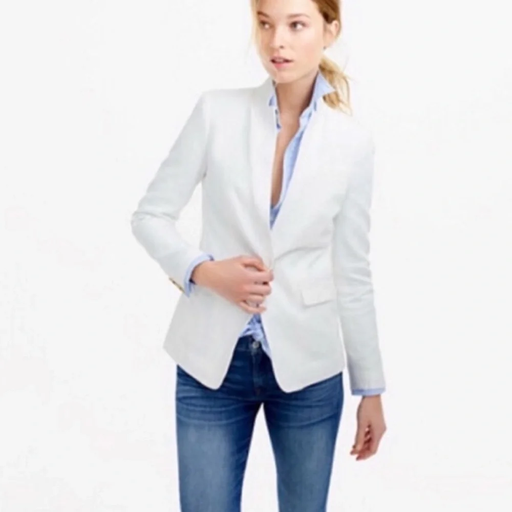J. Crew | Ivory White Linen Regent Blazer